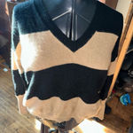 J Crew cashmere blend tan & black striped v Photo 0