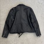 Black 100% Leather Motorcycle Jacket belted zipper pockets Size XL Photo 5
