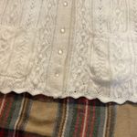 Cream Button Up Cable Knit Grandma Sweater Vest Sleeveless Cardigan No Size Tag White Photo 5