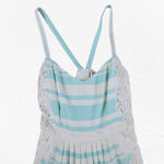 Moulinette Soeurs Blue White Striped Lace Inset Fit & Flare Midi Dress Size 6 Photo 4