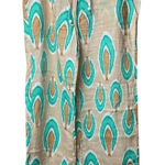 Nimo with Love Ikat Tan Turquoise Linen Pants Sz. S Green Photo 0