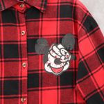 Red Plaid Flannel Mickey Mouse Long Sleeve Button Down Y2K VTG Top Shirt Large Photo 5