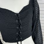 Aeropostale  Clip Dot‎ Lace Up Off The Shoulder Crop Top Black Medium Sheer Photo 6