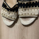 Van Eli Sandals 7.5 M Beige Black Embroidered Slip On Comfort Casual Shoes Tan Photo 3