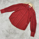 Chico's Chico’s Poplin Cutwork Shirt Button Front Longsleeve Lace in Rust Orange Size 6 Photo 4