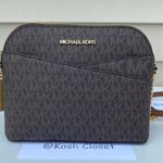 Michael Kors MK JET Set Travel Dome Medium Crossbody Bag - Brown Photo 3