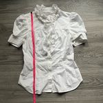 Diane Von Furstenberg  White Kailey Puff Sleeve Ruffle Button Down Top Cotton 4 Photo 8