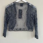 Pisarro Nights Beaded Bolero Shrug Evening Jacket Size 4 Gray Mother of Bride Photo 3
