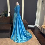 Women’s FullLength Blue Formal Prom Party Dress LegSlit Long Sleeve Size 8 NWOT Photo 6