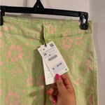 ZARA NWT  pink and green patterned pants size US 6 measurements added Photo 2