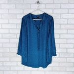 Torrid Georgette Bow Tie Teal Dotted Blouse Size 2 Photo 2