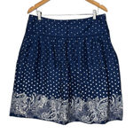 Sharagano Skirt Blue White Polka Dot Paisley Print Pleated A-Line Size 14 Photo 0