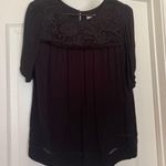 Loft  Lace Black Short Sleeve Blouse Shirt Photo 0
