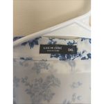 SheIn  Curve White Blue Shabby Chic Floral Flower Casual Button Up Shirt 3XL Plus Photo 3