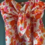 Grace Karin XL Tank Top Pink Orange White Floral Front Tie Sweetheart Boho Bold Photo 1