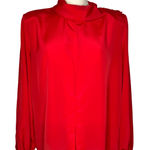 80’s VTG Tess Paris/Milano red high neck blouse Size 12 Photo 0