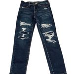 American Eagle  Next Level Stretch Dark Wash Distressed Patched Jeans 4 S… Photo 0