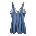 SHEKINI Women's V Neck One Piece Skirt Blue Swimsuit Ruched Retro Swimdress XL Photo 2