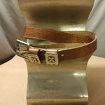 Leather Brown Belt Size 30 Conchos Intricate Silvertone Buckle Canada Vintage Silver Photo 1