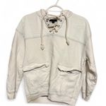 J.Crew Off-White Hoodie with Lace-Up Neck Photo 0