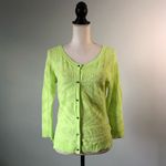 American Eagle  | Neon Green Lightweight Button Cardigan Sweater Photo 1