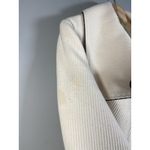SOIA & KYO Wool‎ Blend Cream Coat Asymmetrical Zip Front Black Trim Elegant Luxury Sz Large Photo 7
