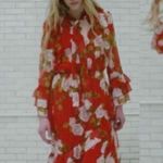 ZARA  Red Floral Ruffle Maxi Dress Size S Photo 1