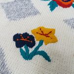 Vintage 80s Brandon Orange & Teal Floral Embroidered Sweater Size L Photo 5