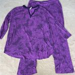 Soma  Pajama Set Medium Purple Top Pants Floral Soft Photo 0