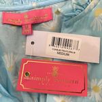 Simply Southern  Cotton Medium Baby Blue Daisy Print Notched V neckline Top NWT Photo 5