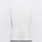 ZARA  NWT white peplum knit ruched white ivory top Photo 7
