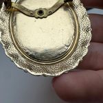 Western Germany Blue Floral Arrangement Cameo Brooch Pin Gold Tone Vintage Photo 9