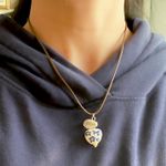 Handmade celestial porcelain heart bead & Czech leaf unique boho fairy whimsical necklace🌙🌀🌟 Photo 5