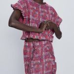 ZARA  RUFFLED KNIT TWEED  Mini Skirt Sweater Detail Multi Color Size S NEW Photo 2