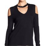 Pam & Gela Black Mock Choker Cold Shoulder Top Photo 1