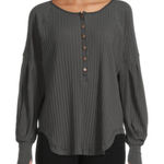 Free People  MOVEMENT Bella Layer Ribbed Sweater in Gray Size M Photo 0