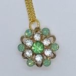 Handmade Gold-Tone Turquoise Green Rhinestone Necklace Photo 4