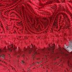 San Joy Cropped Red Lace Short Sleeved Top Size Small Photo 4