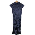 DJ Jaz Navy Blue Short Sleeve Satin Knee Length Sheath Dress 10 Photo 1