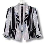 Peter Nygard Nygard blazer jacket women's M open front striped cropped career office nautical Photo 0