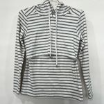 GINKANA Hooded Nursing Long Sleeve Shirt Top Size XSmall White/Gray Striped Gray Photo 4