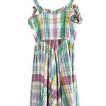 POLO Ralph Lauren Madras Plaid Ruffle Midi Dress Size US 2 Boho Cottagecore Photo 2