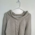 Cowl Neck Sweater Light Heather Gray Cable Knit Size M Photo 1