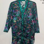 Victoria's Secret Victoria’s Secret green sheer nightie with colorful floral print, size M/L Photo 0