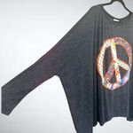 easel Oversized Melange Dolman Top Peace Sign Patch Black 1X Photo 3