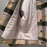 Urban Outfitters Green Yellow Cream Plaid Sherpa Collar Trucker Jacket Sz Small Photo 6