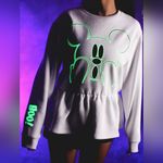 NWT Cakeworthy Mickey Ghost Peplum Crewneck XXL White Boo Glow In The Dark Green Size 2X Photo 2