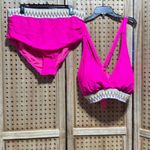 Yonique Plus Size Two Piece Bikini High Waisted Tummy Control Swimsuit Black Pink Photo 4