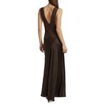 NWT Ronny Kobo Silk Charmeuse & Lace Maxi Dress Size XL Brown Photo 11