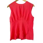 Anthropologie  Della Pleated Waist Shell Top Large Coral Red Coquette Summer Photo 2